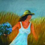 Grażyna Kurbiel - Kobieta z bukietem polnych kwiatów