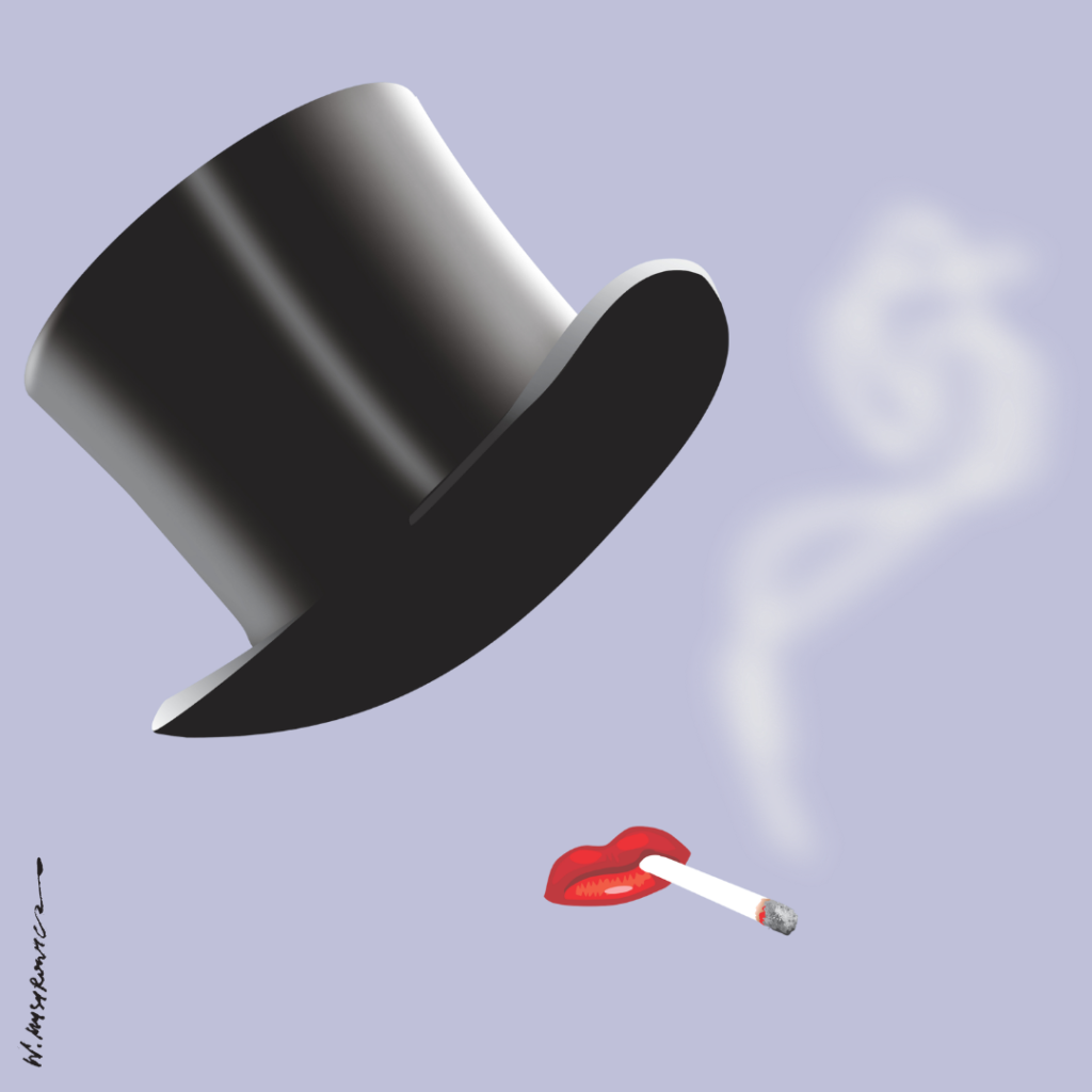 grafika z melonikiem i usta z papierosem